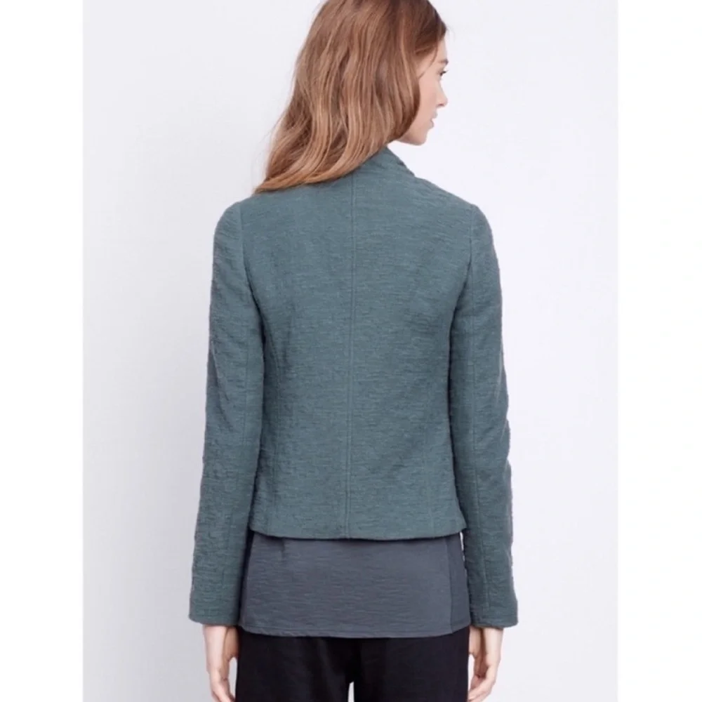 Vince Cypress Scuba Frise Moto Jacket XS Green Asymmetrical Zip Stretch Travel